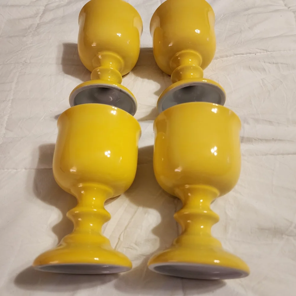 Vintage OMC Japan Yellow Goblets | Set of 4